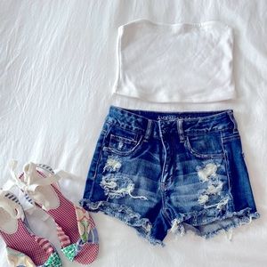 American Eagle Distressed Jean High Rise Shortie size 4